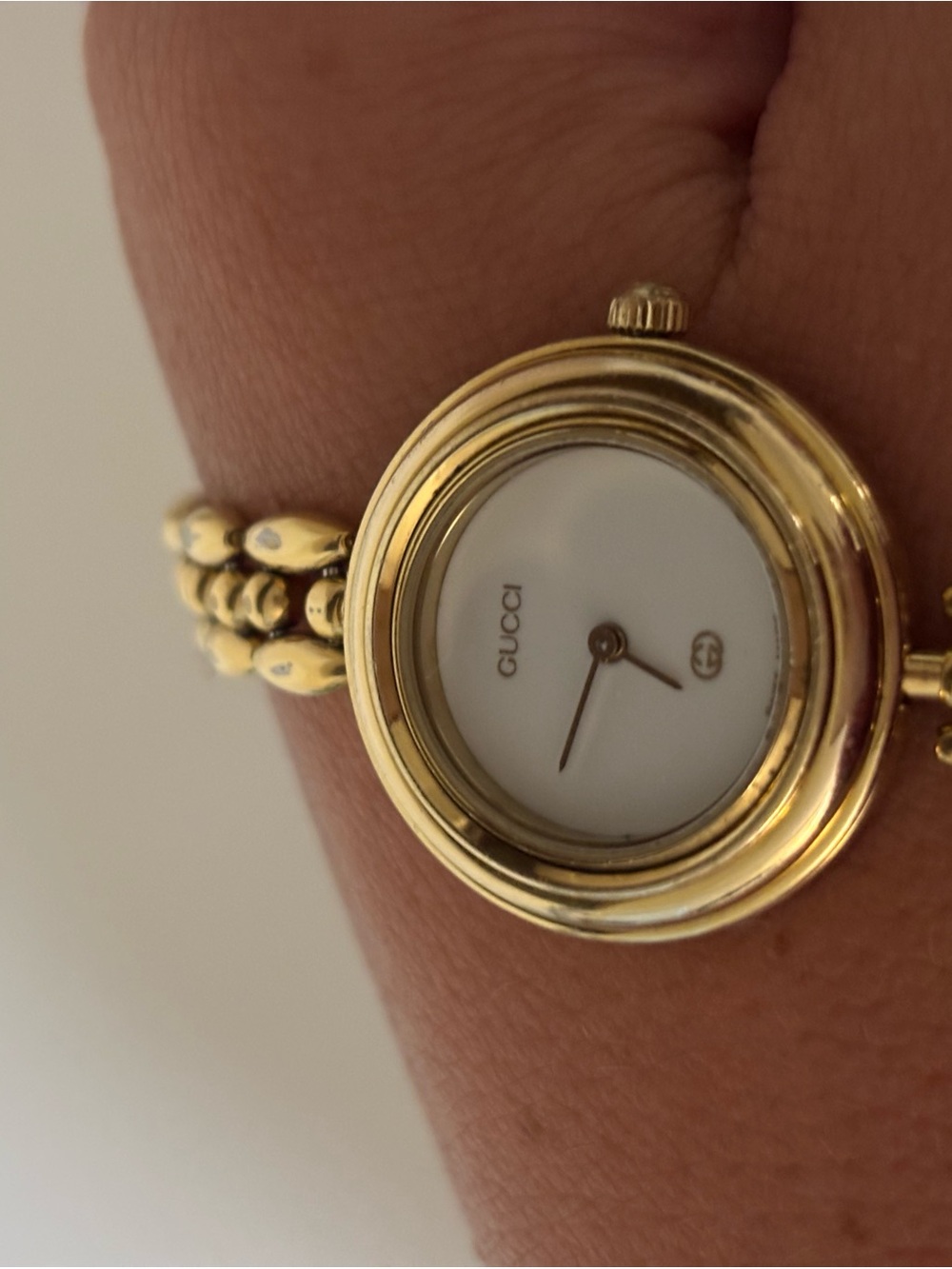 Authentic Gucci Gold Change Bezel 11/12 Rice Link 7.5” Bracelet Watch COA - Picture 7 of 16